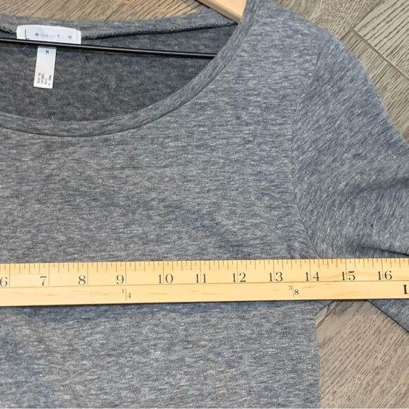 Leith Dress Women’s Medium Gray Round Neck Long Sleeve Side Ruched Stretch. - Picture 10 of 13